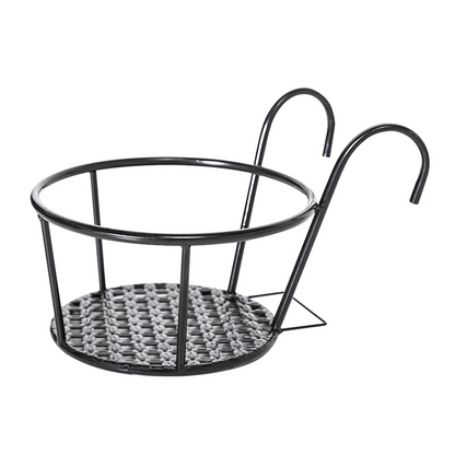 Hanging Metal Plant Basket - Balcony Plant Pot with Hook for Garden and Terrace