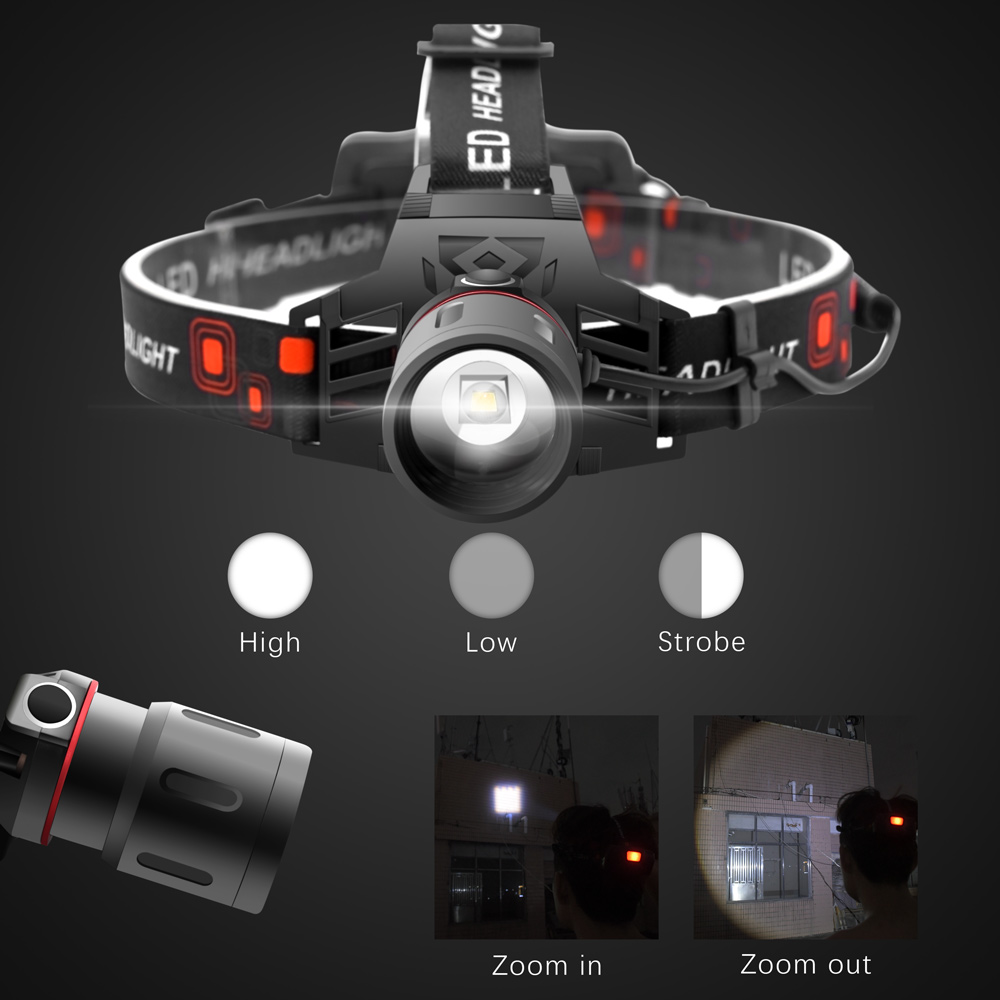 Rechargeable Led Headlamp With White , Red And Green Light - Powerful Headlamp With Usb And Rechargeable Battery