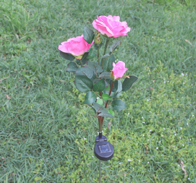 Solar - Powered Rose Lights - Garden Plug with Solar Panel for Decorative Lighting