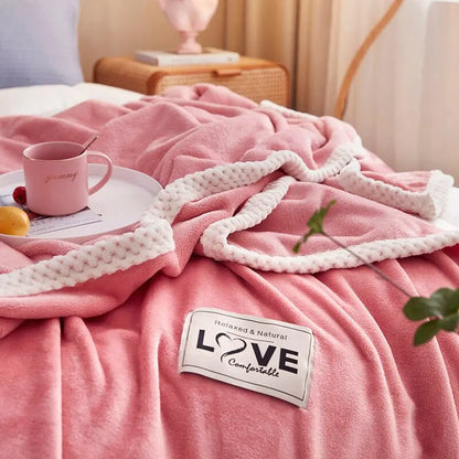 Flannel Fleece Cozy Blanket in Pink