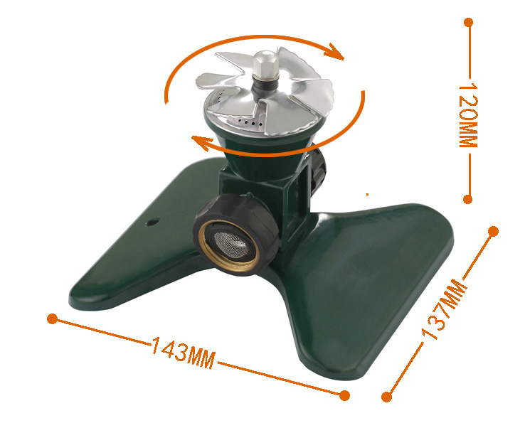 360 - Degree Automatic Rotating Metal Lawn Sprinkler - Effective Garden Irrigation Spray Head
