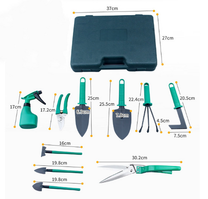 Coloured Garden Tool Set with 10 Pieces - Ergonomic Tools for Gardening