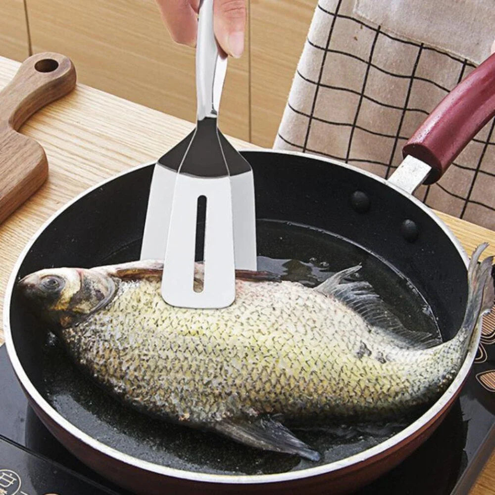 Double - Sided Stainless Steel Turner With Non - Slip Handle - Ideal For Grilling And Roasting