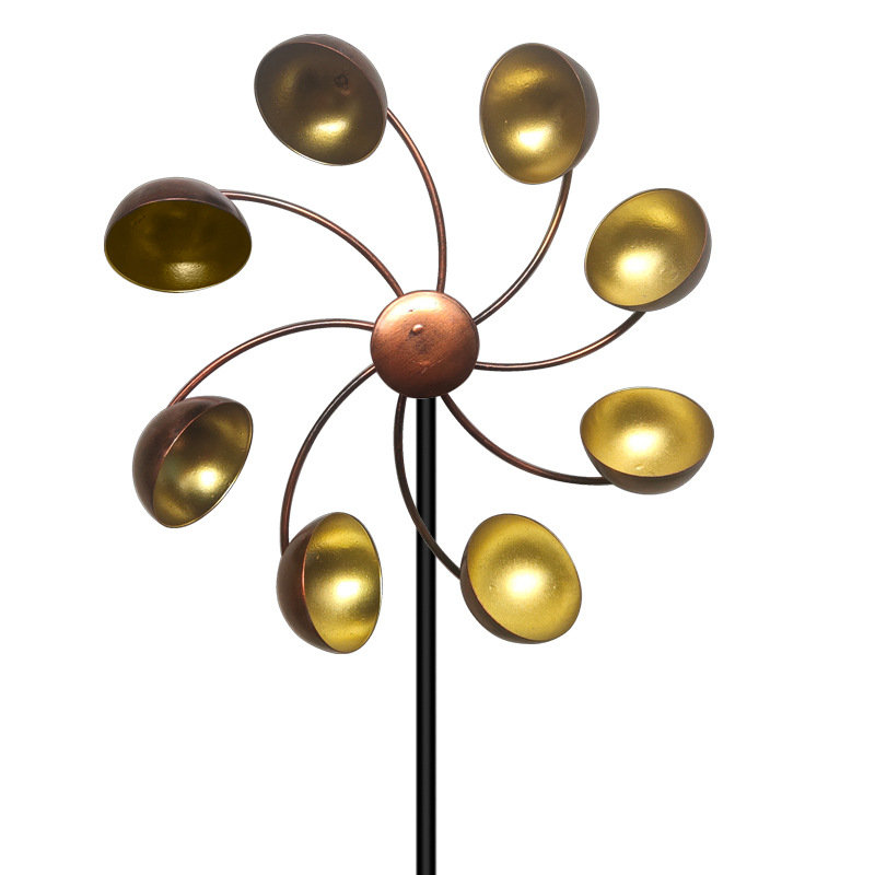 Decorative Garden Windmill with Metal Flowers - Colourful Wind Chime for Outdoor Use