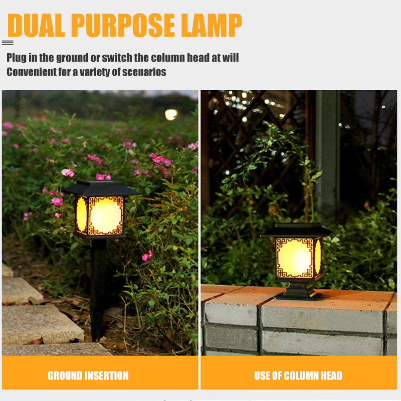Solar Led Garden Lamp - Large Square Lamp With Warm Light And Dual Use