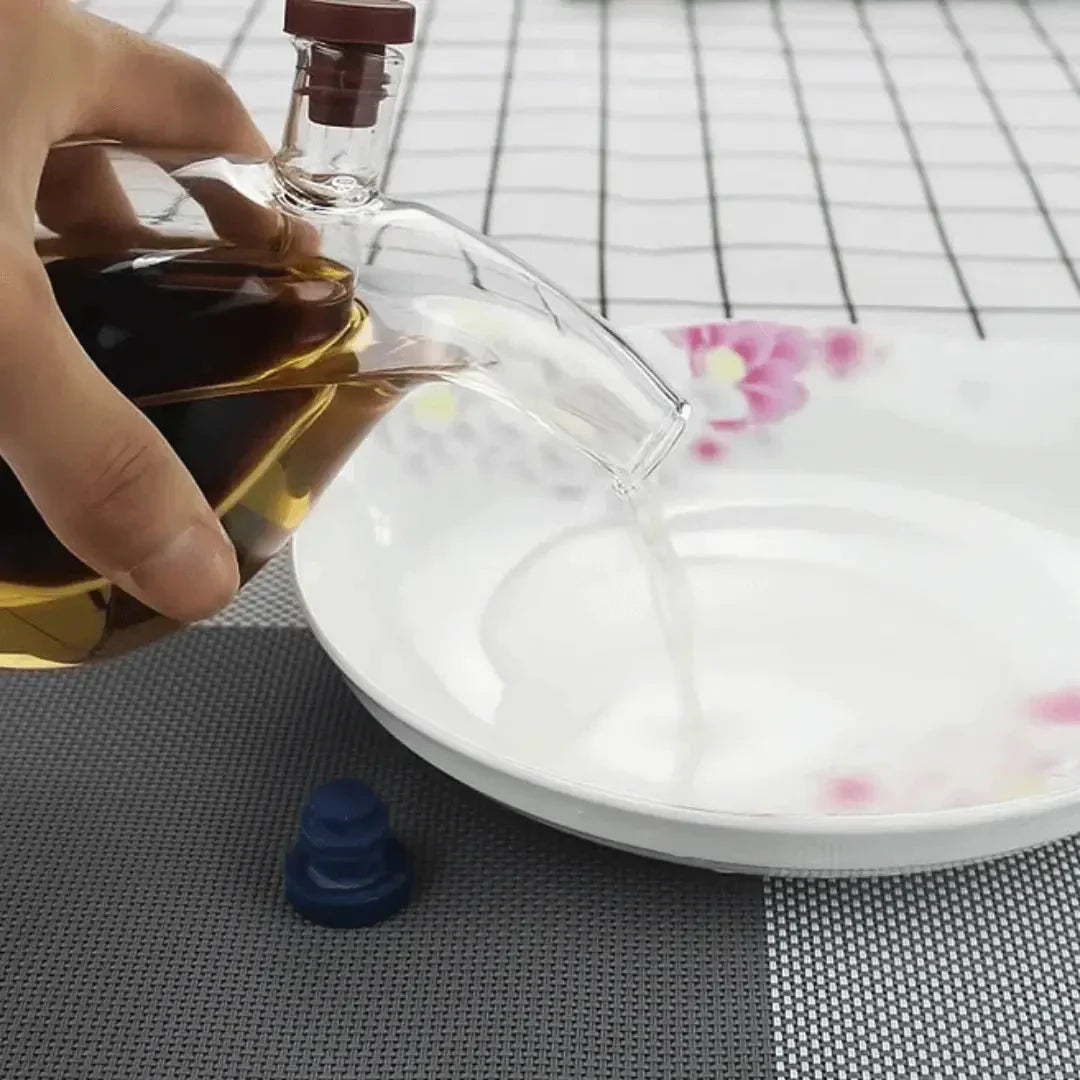 Oil & Vinegar Dispenser - Double Glass Bottle for Stylish Serving & Storage