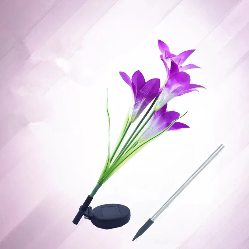 Lily - Shaped Solar Led Flower Lights - Colour - Changing Garden Lights With Rod For Outdoor Areas