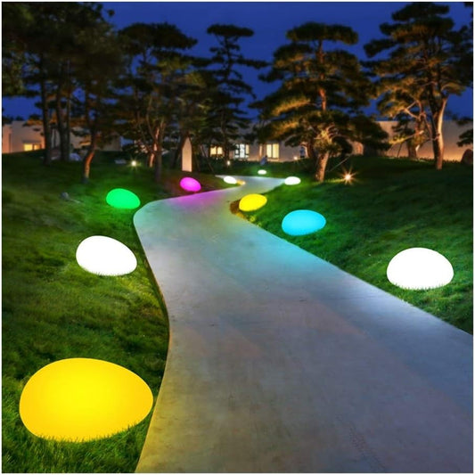 Luminous Garden Stones With Colour Change - Decorative Led Stone Lights For Outdoor Areas And Gardens
