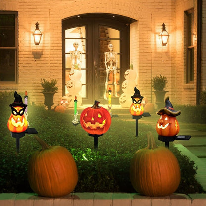 Halloween Solar Lights - Decorative Led Garden Lights With Pumpkin And Witch Motifs
