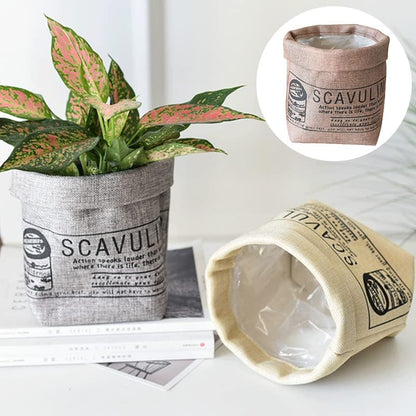 Decorative Fabric Plant Pot with Print - Versatile Storage Pot for Plants and Decorations