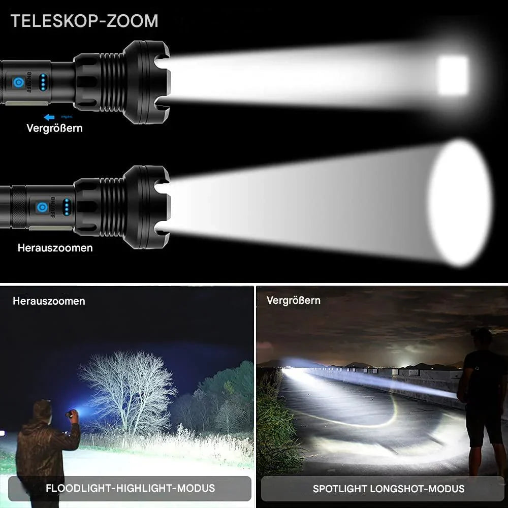 Tactical Torch - Led Torch with Zoom & Powerbank Function