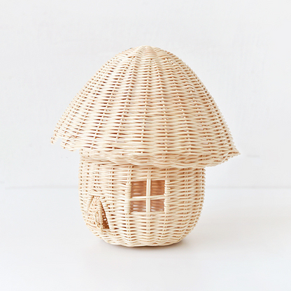 Handmade Rattan Mushroom House Ornament - Beautiful Wickerwork Decoration for the Home