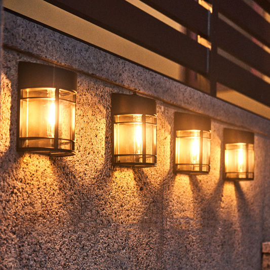 Outdoor Wall Light With Glass And Grille - Led Garden Lighting  Weatherproof For Patio Balcony