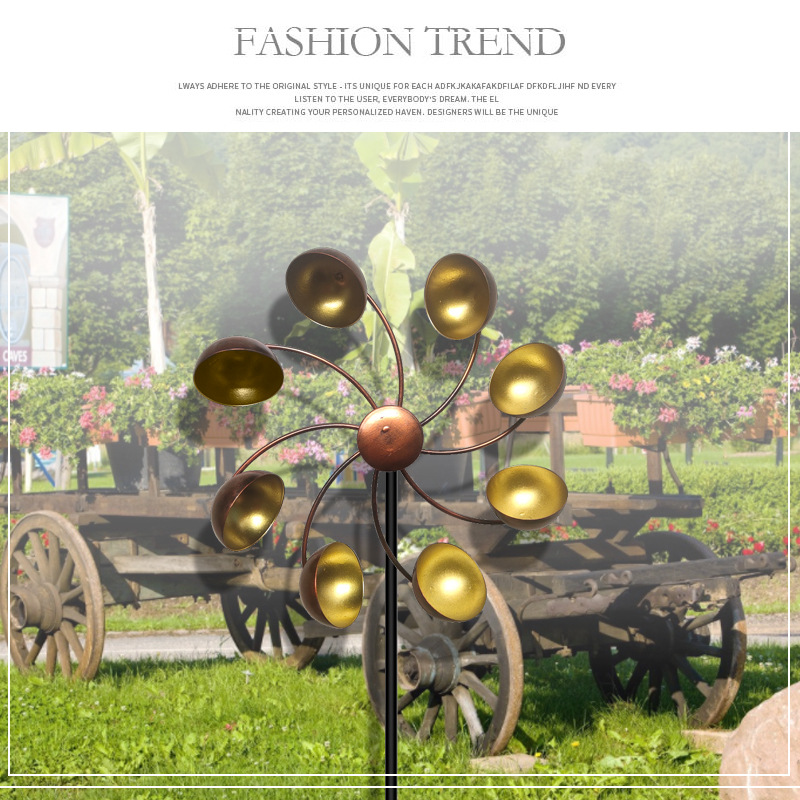 Decorative Garden Windmill with Metal Flowers - Colourful Wind Chime for Outdoor Use