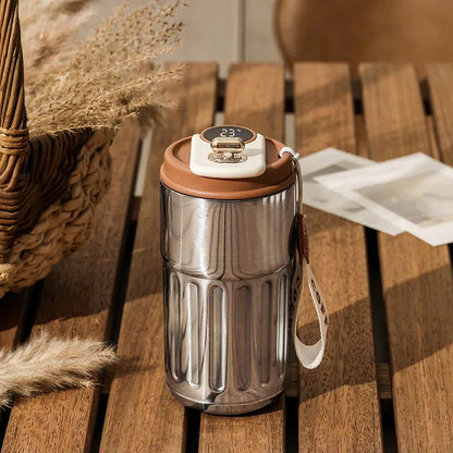 Compact Thermo Mug with Temperature Display - 410 Ml Mug for Hot and Cold Drinks