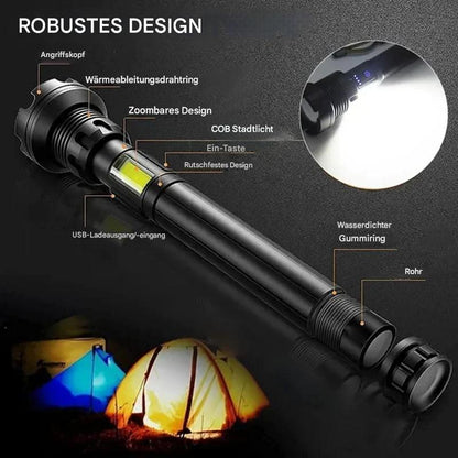 Tactical Torch - Led Torch with Zoom & Powerbank Function