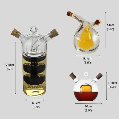 Oil & Vinegar Dispenser - Double Glass Bottle for Stylish Serving & Storage