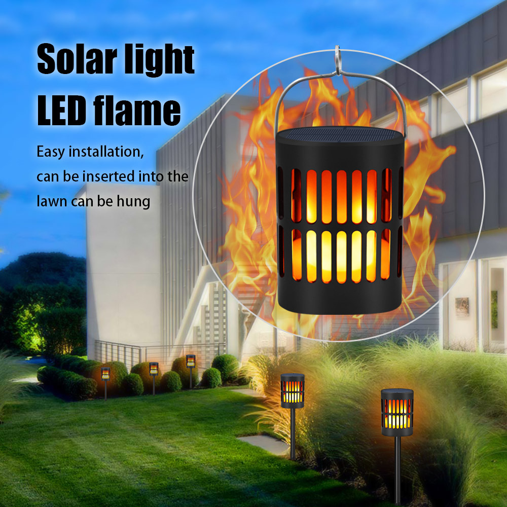 Solar Led Flame Lantern - Decorative Outdoor Lighting For Garden And Patio With Hanging Option