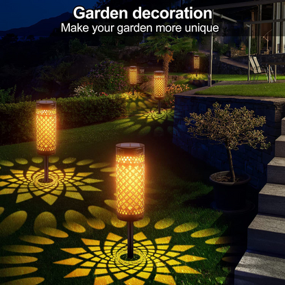 Waterproof Solar Led Garden Light with Projection Pattern - Robust Outdoor Lighting Made of Metal