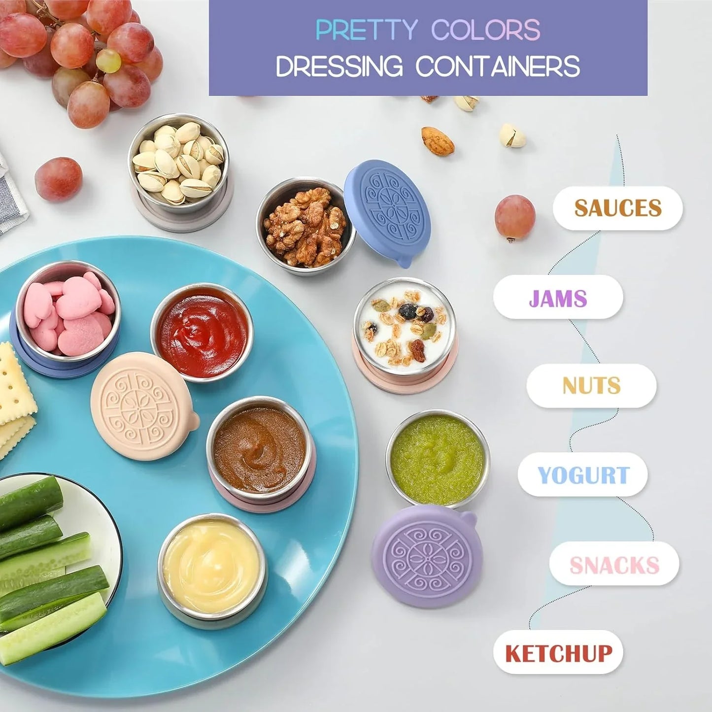 Tightly Sealable Stainless Steel Sauce Containers (Set Of 6)