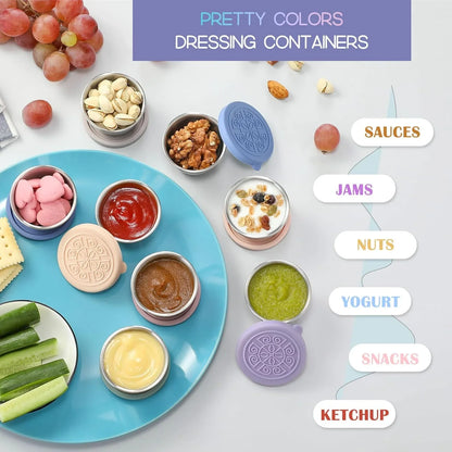 Tightly Sealable Stainless Steel Sauce Containers (Set Of 6)