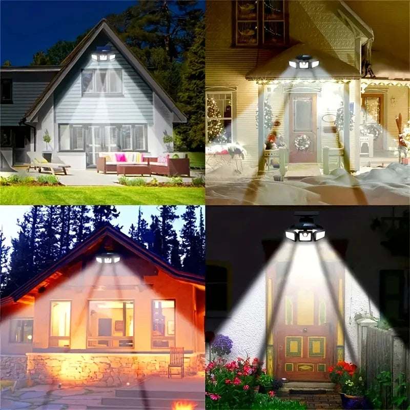 Solar Led Floodlight With Motion Detector - 3 - Spot Outdoor Lighting For Garden  Yard And Garage