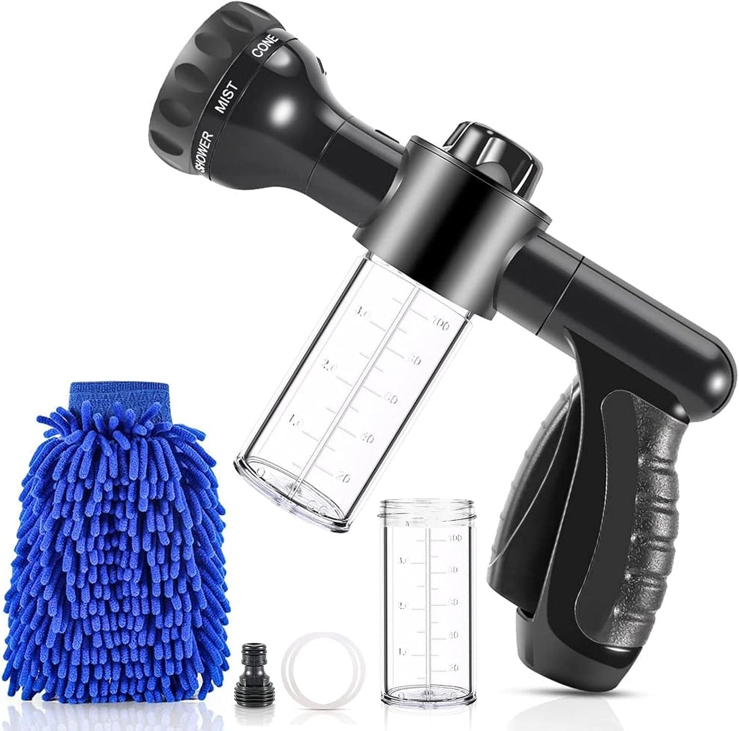 Multifunctional Car Wash Gun - Spray Gun with Microfibre Attachment for Thorough Cleaning