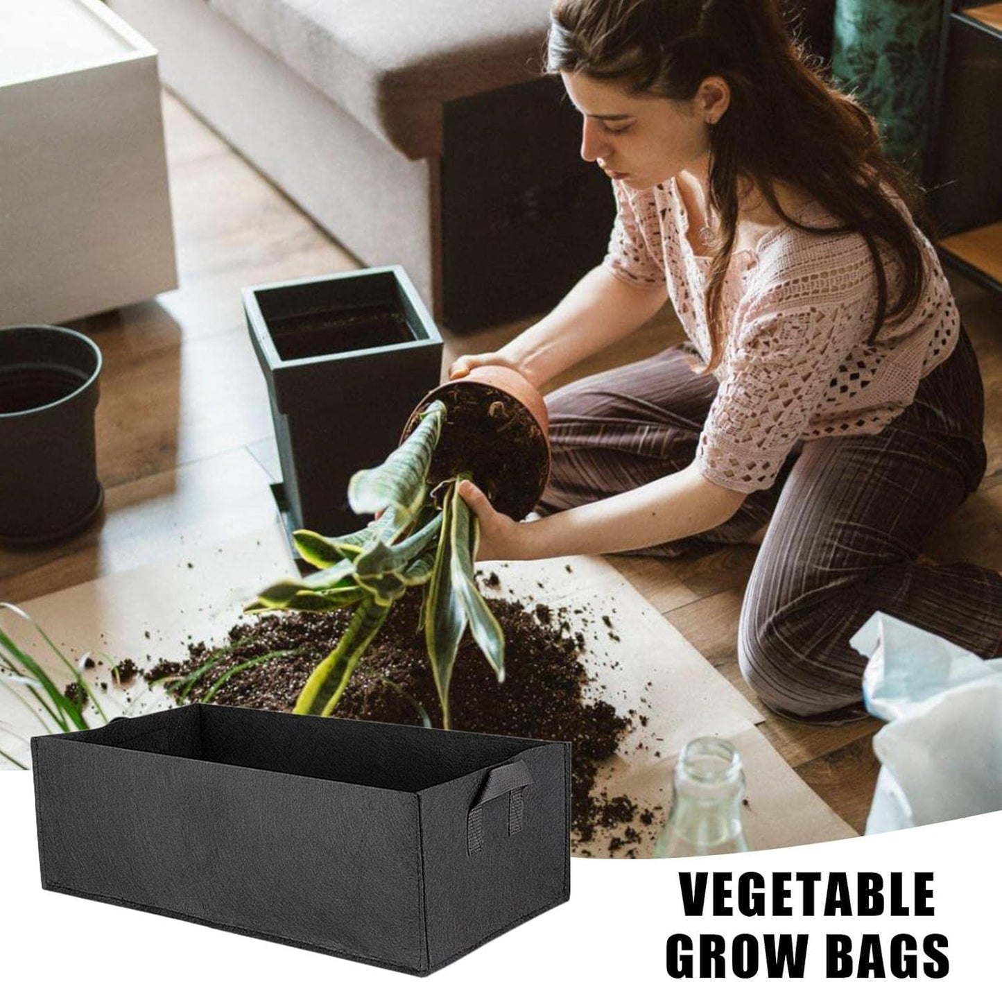 Foldable Felt Storage Box for Plants with Handles