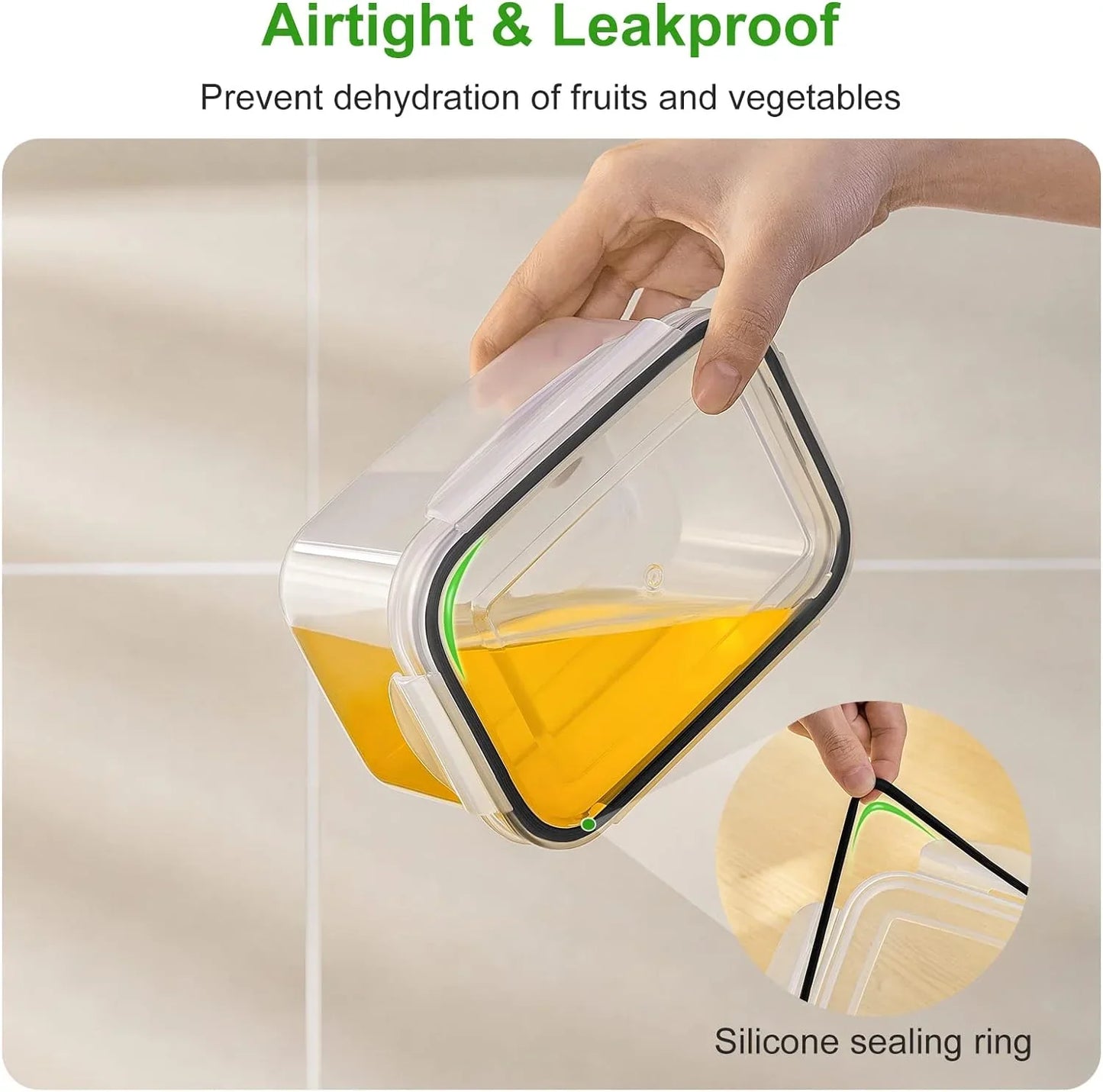 5 - Piece Large Food Storage Set with Lids - Freshness - Preserving and Practical