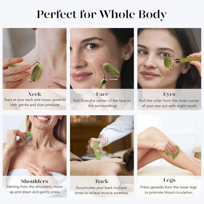 Instant Glow Gua Sha & Jade Roller Set | For Radiant Skin and Natural Relaxation