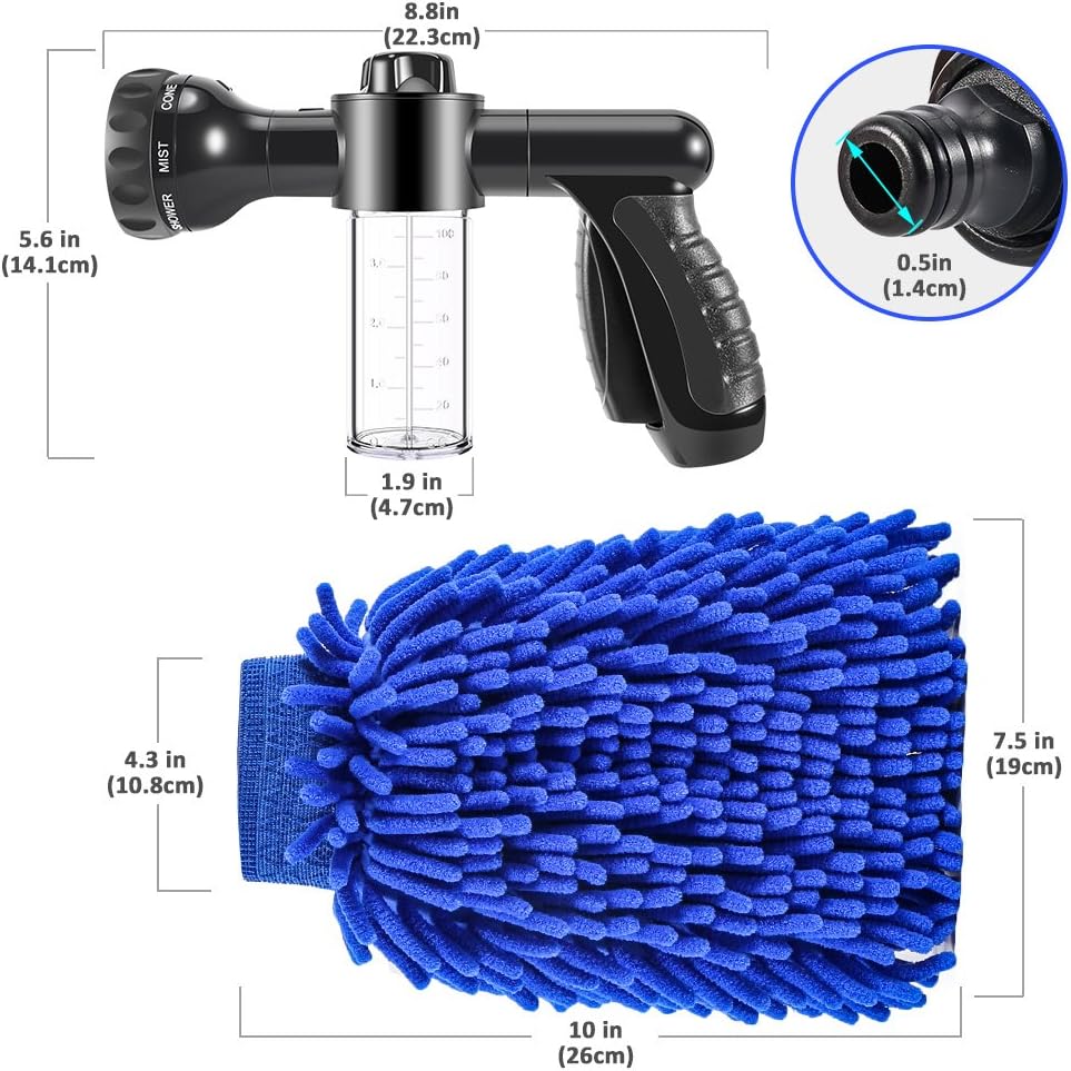 Multifunctional Car Wash Gun - Spray Gun with Microfibre Attachment for Thorough Cleaning