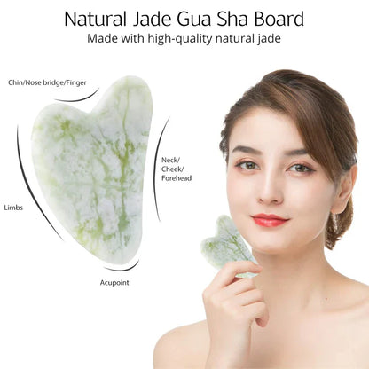 Instant Glow Gua Sha & Jade Roller Set | For Radiant Skin and Natural Relaxation