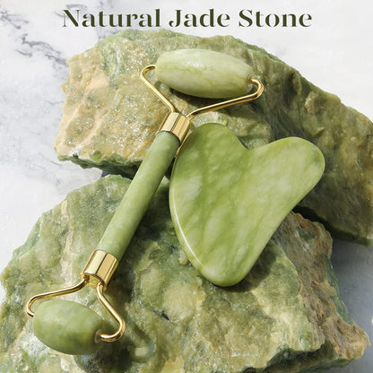 Instant Glow Gua Sha & Jade Roller Set | For Radiant Skin and Natural Relaxation