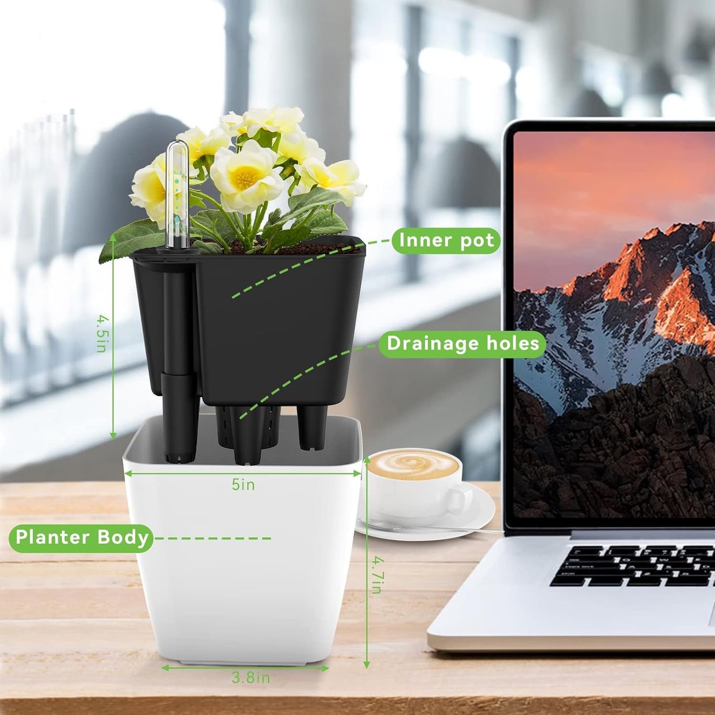 Flower Pot with Irrigation System - Self - Watering Plant Pot for Indoor and Outdoor Use