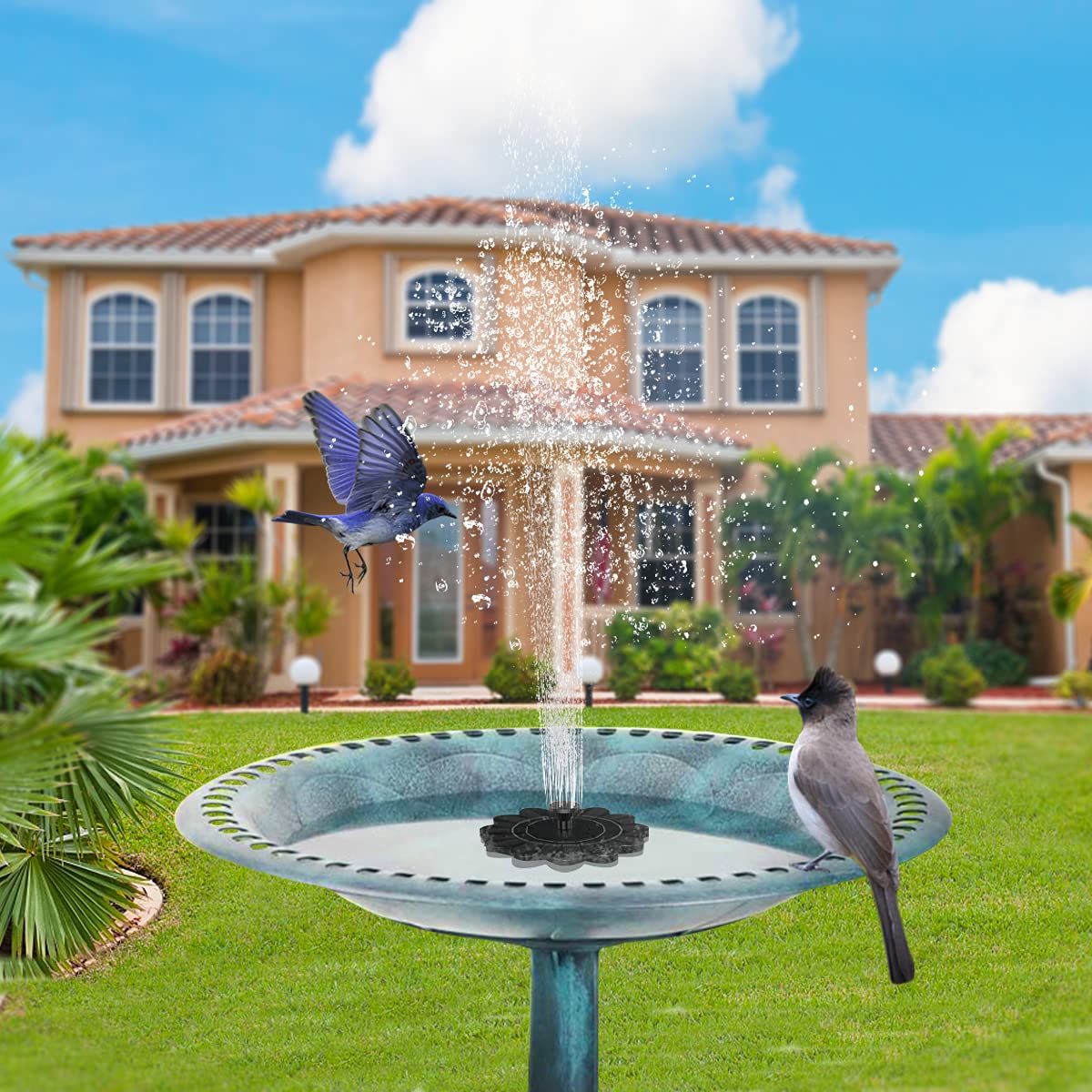 Solar - Powered Fountain for the Garden - Flower Design Water Fountain for Ponds and Pools