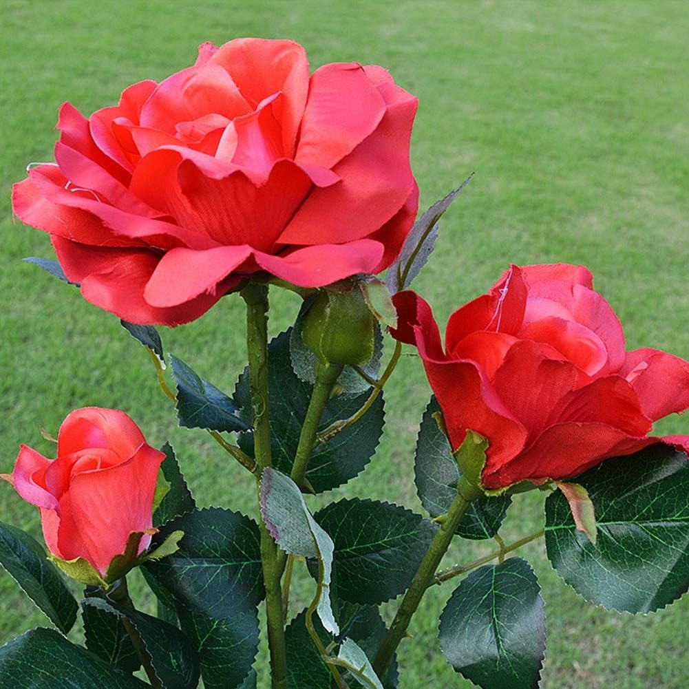 Solar - Powered Rose Lights - Garden Plug with Solar Panel for Decorative Lighting