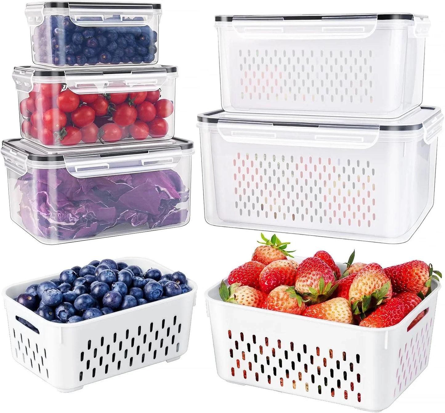 5 - Piece Large Food Storage Set with Lids - Freshness - Preserving and Practical