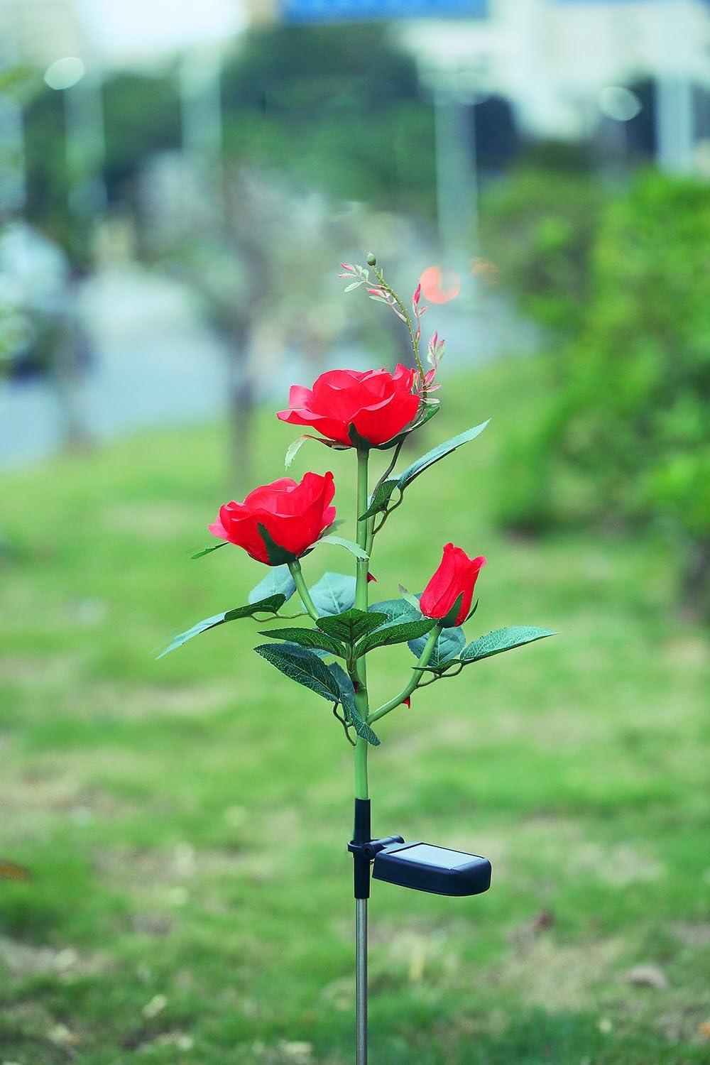 Solar - Powered Rose Lights - Garden Plug with Solar Panel for Decorative Lighting
