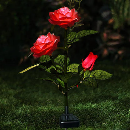 Solar - Powered Rose Lights - Garden Plug with Solar Panel for Decorative Lighting