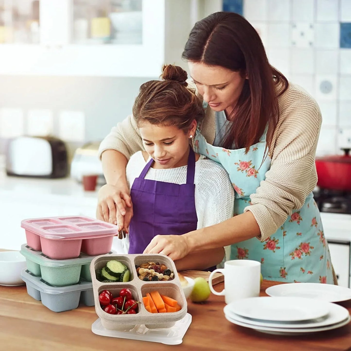 Bento - Style 4 - Compartment Meal Prep Boxes in a 4 - Pack - Sustainable and Practical