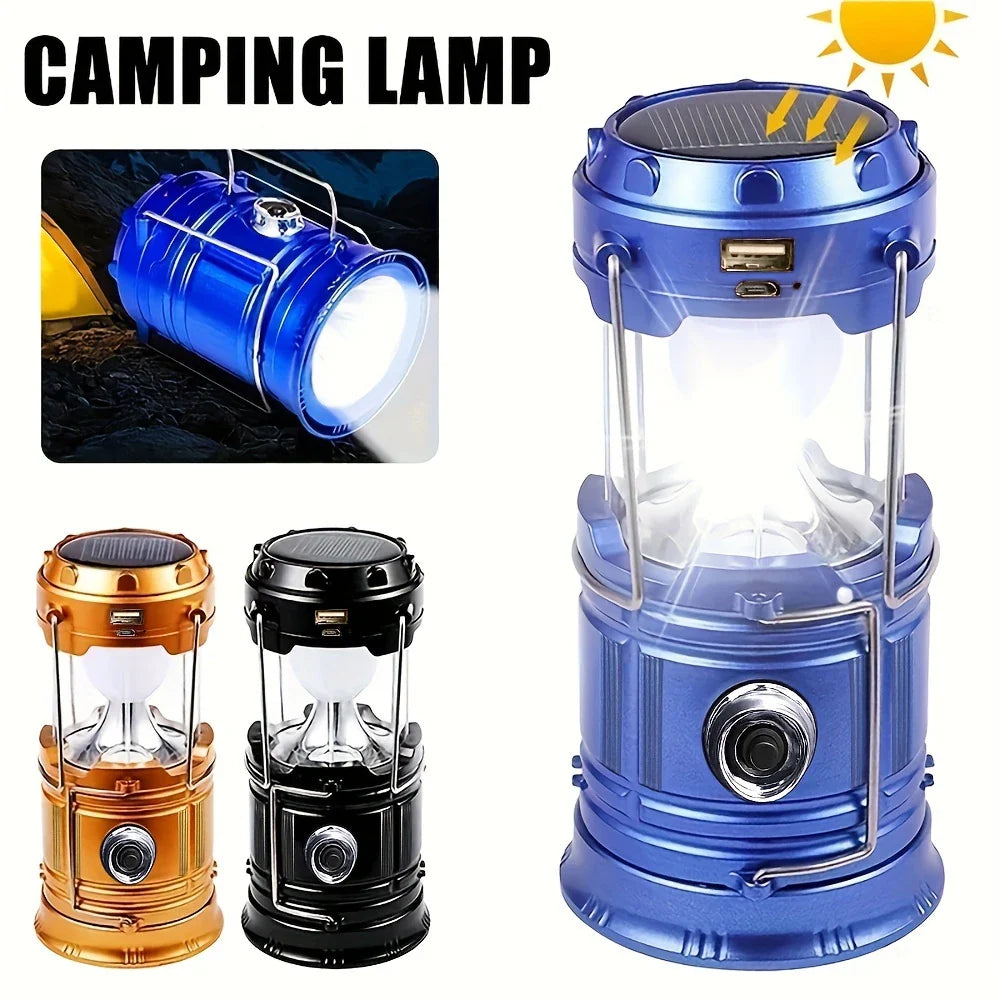 Solar Camping Lamp With Usb Charging - Portable Led Lantern For Outdoor Activities And Emergencies