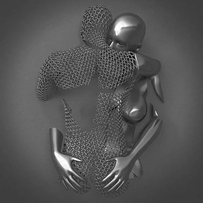 Love Canvas with Elegant Metal Figure in Modern Design