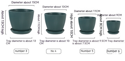 Flower Pot with Grooved Structure and Saucer - Sturdy Plastic Pot for Plants