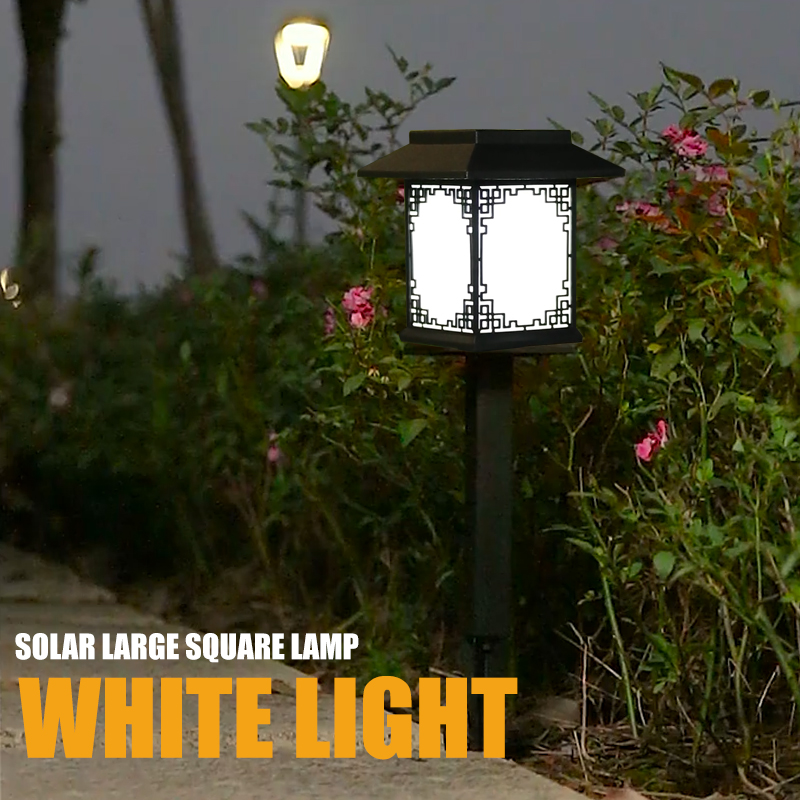 Solar Led Garden Lamp - Large Square Lamp With Warm Light And Dual Use