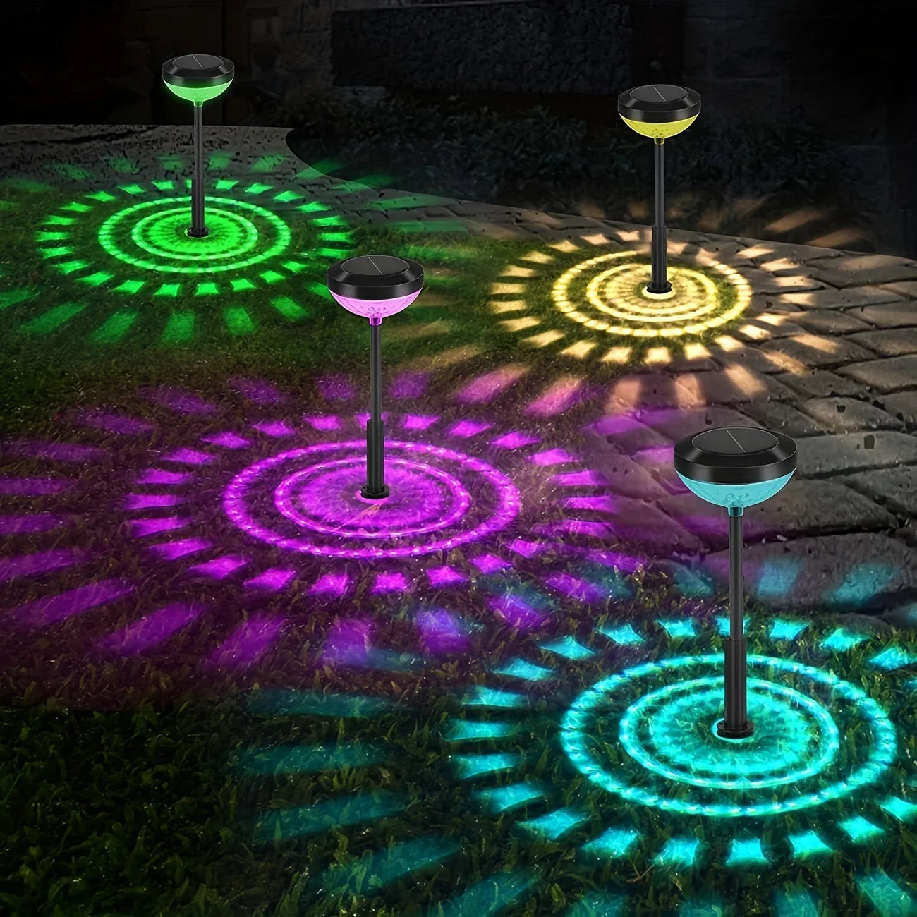 Solar Garden Lamp With Colour Change - Led Garden Lighting For Outdoor Use With Flower Pattern