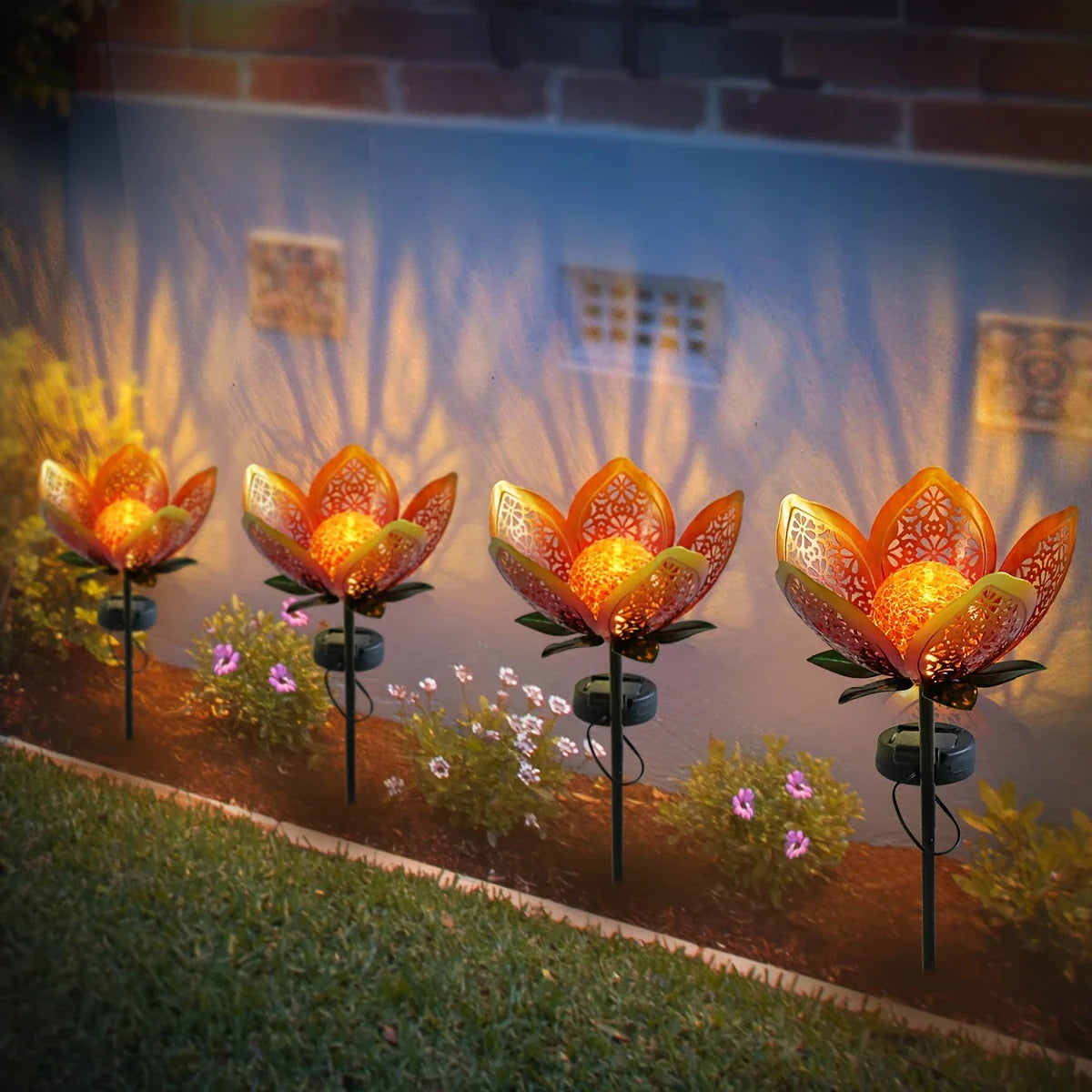 Solar Garden Light Lotus Flower - Decorative Led Outdoor Lighting For Garden And Yard