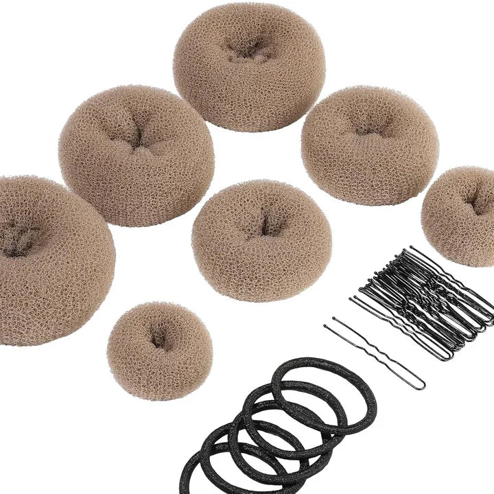 Donut Bun Helper Set – 7 Rings & Accessories