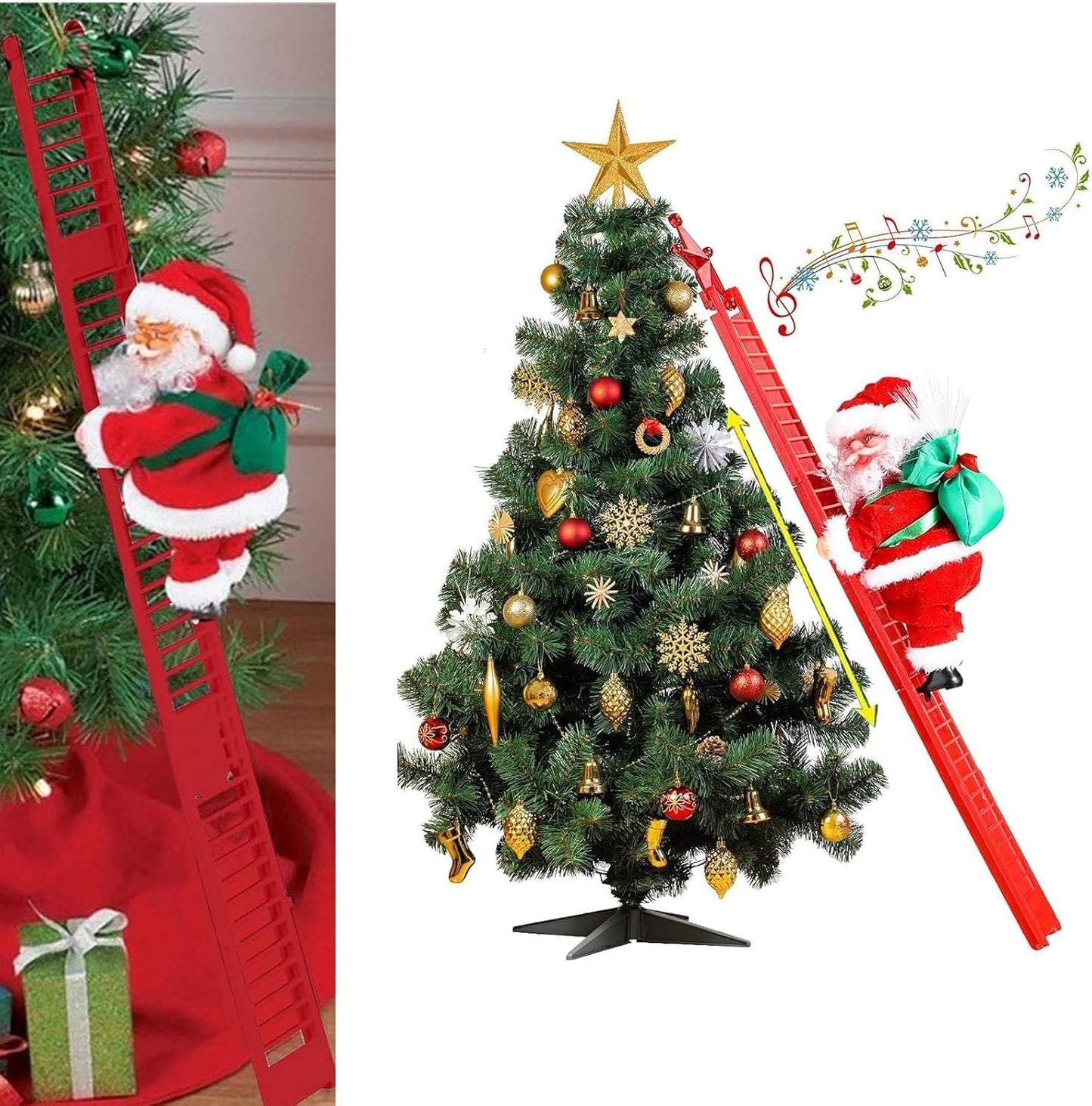 Climbing Santa Claus with ladder