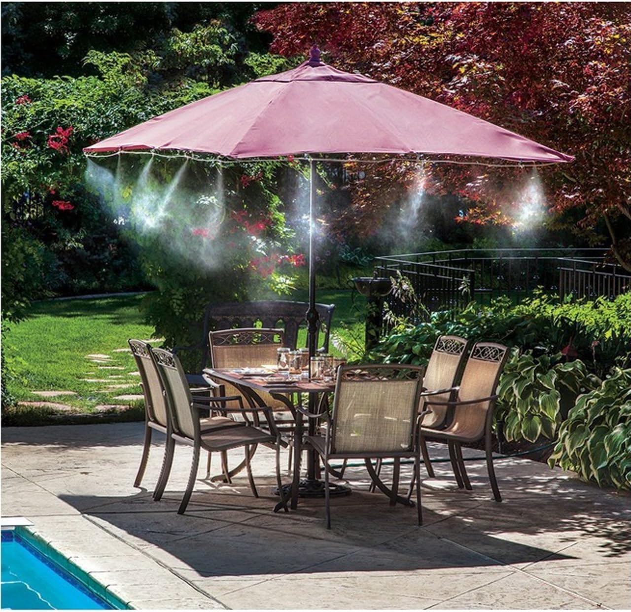 Misting System for Patio and Garden - Cooling Spray Set for Parasol and Pavilion