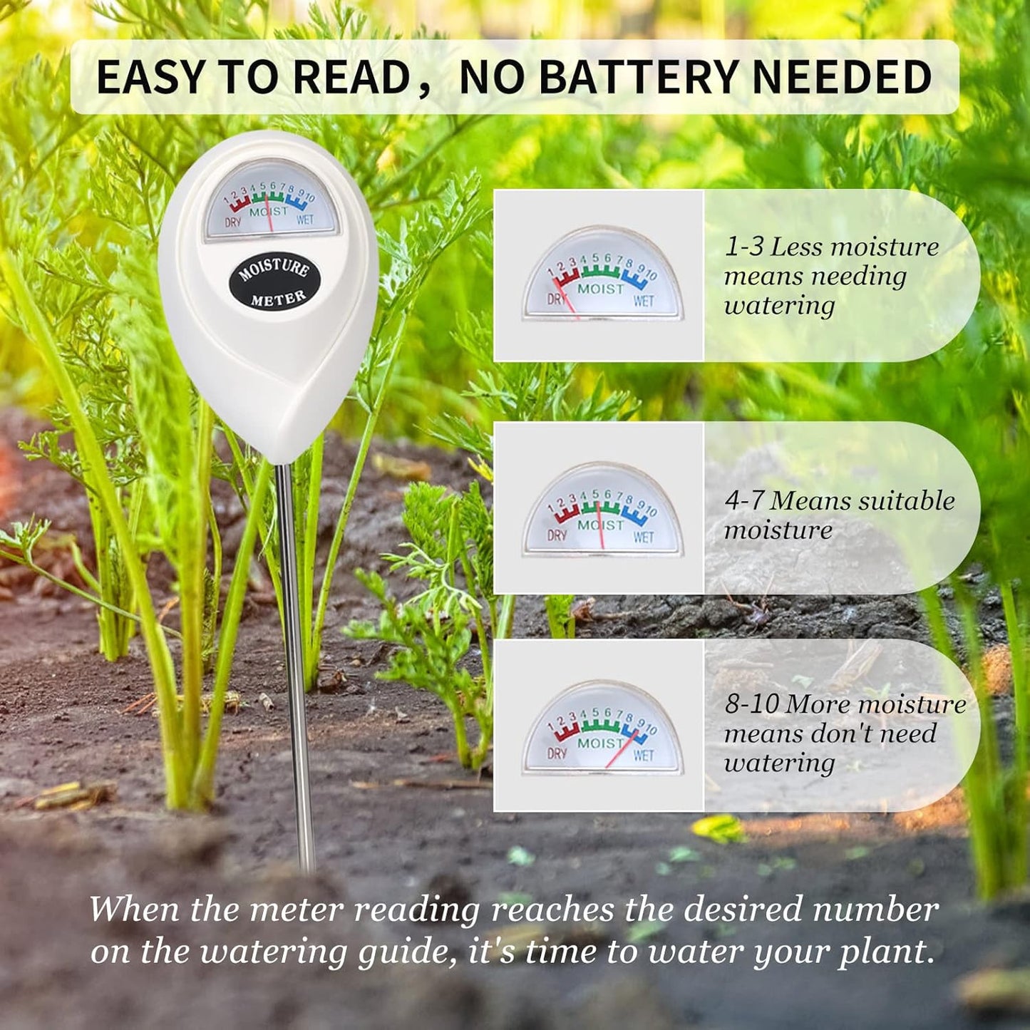 Soil Moisture Meter for Precise Moisture Measurement in Soil - Ideal for Plant Care